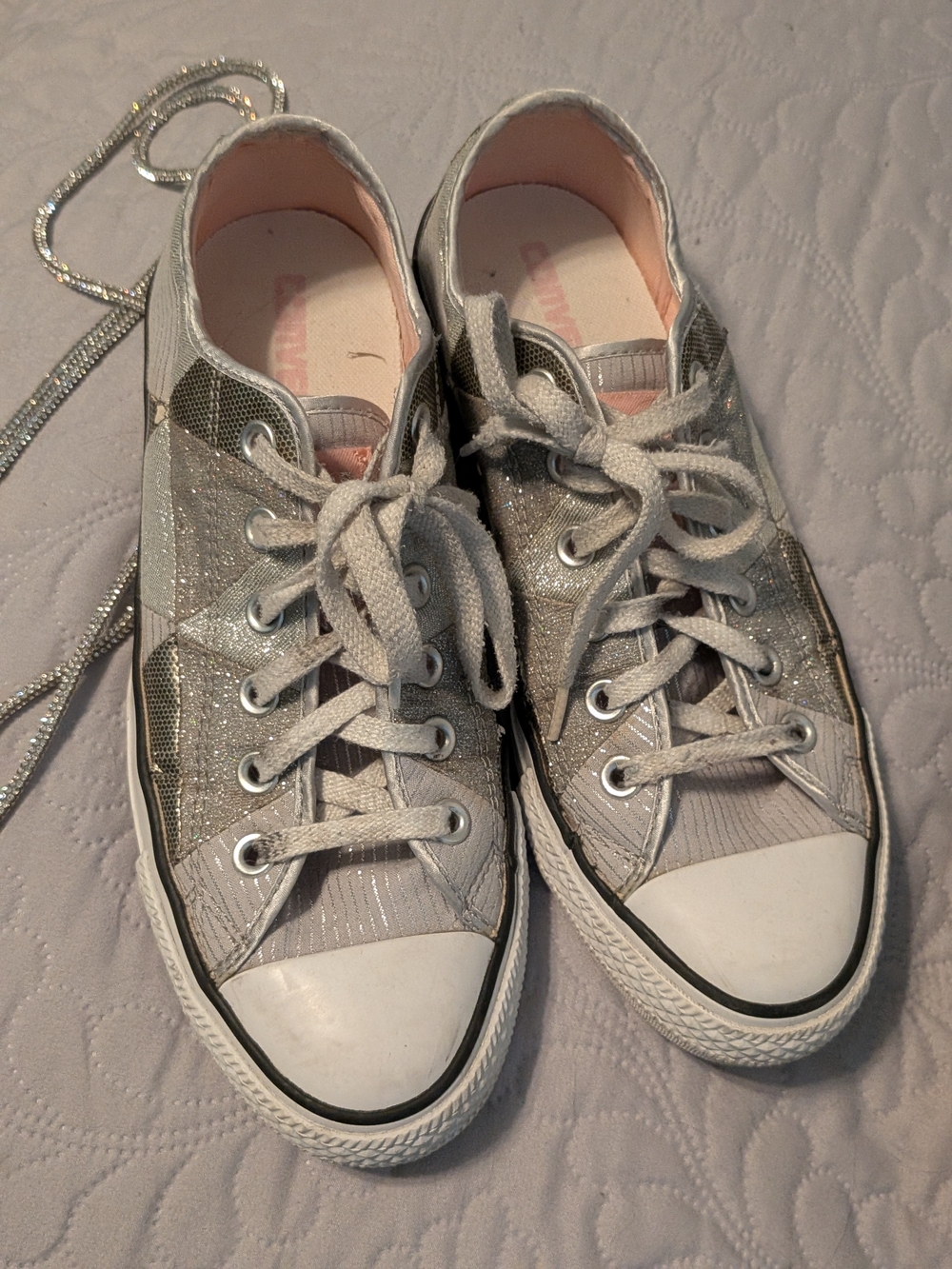 Silver Glitter Converse Low-Top Sneakers